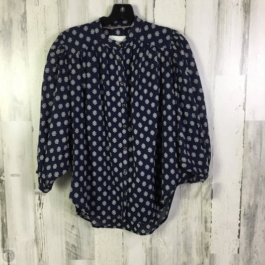 Blouse Long Sleeve By Anthropologie In Navy, Size: Xs