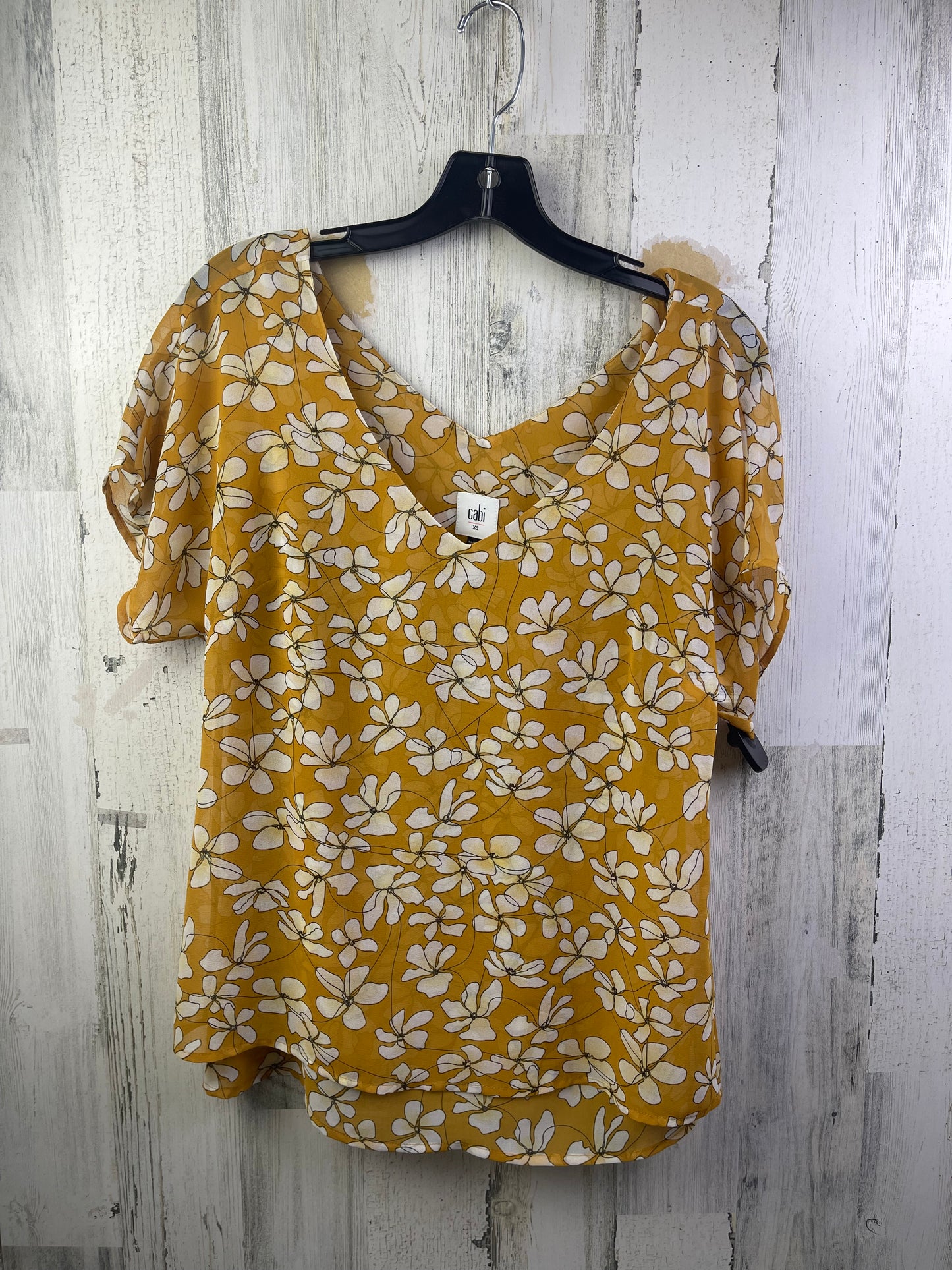 Yellow Blouse Short Sleeve Cabi, Size Xs