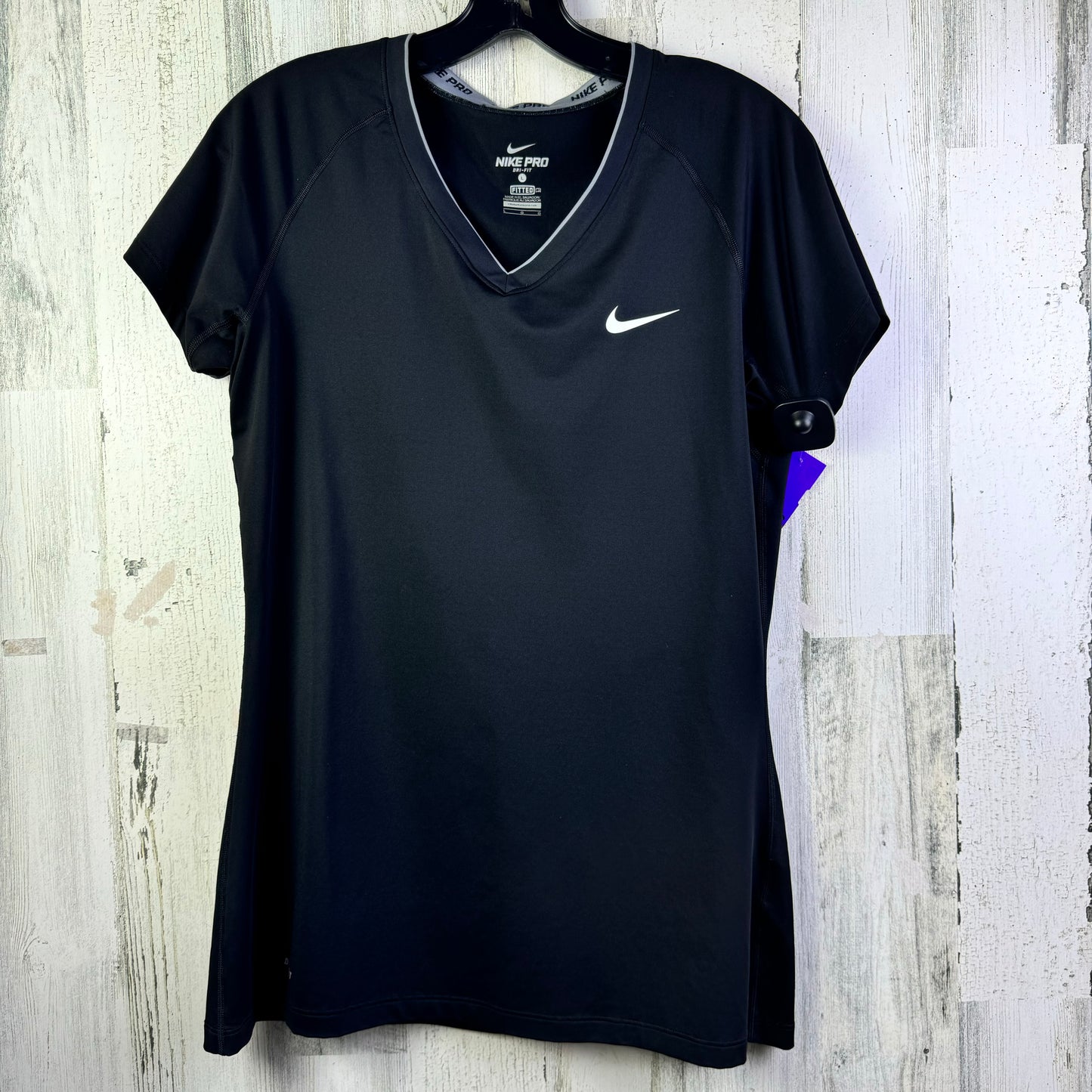 Black Athletic Top Short Sleeve Nike Apparel, Size L