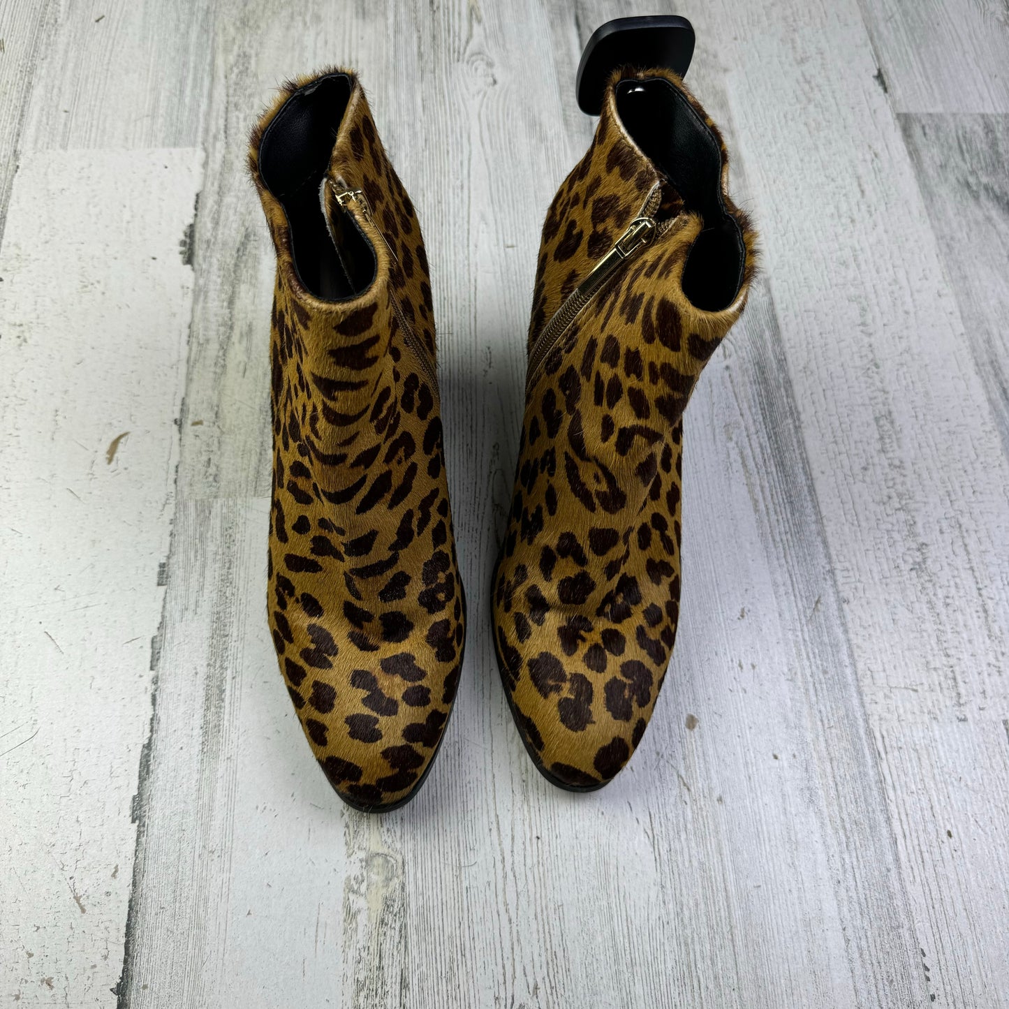 Boots Ankle Heels By Clothes Mentor In Animal Print, Size: 8