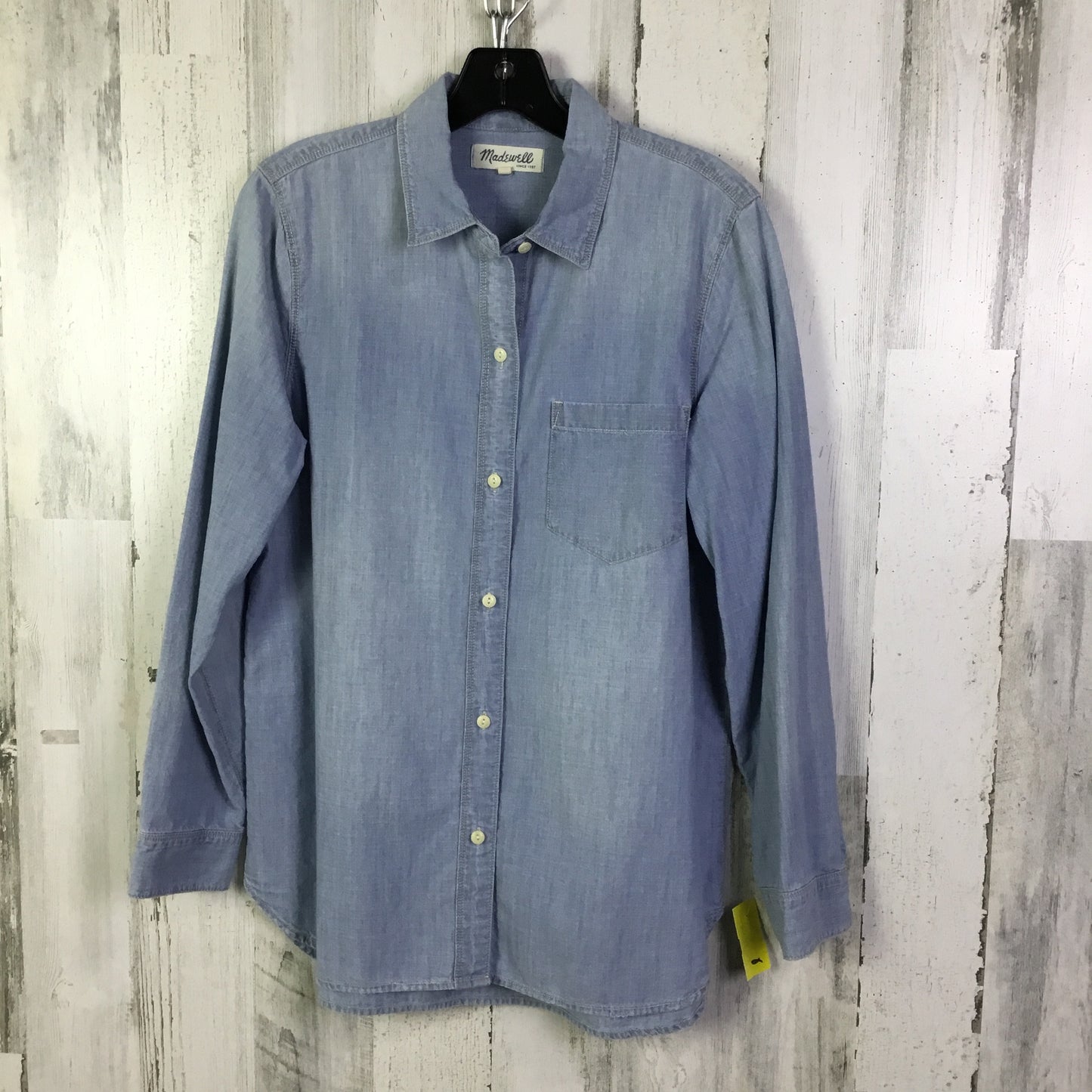 Blouse Long Sleeve By Madewell In Blue Denim, Size: M