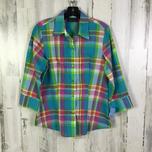 Blouse Long Sleeve By Foxcroft In Blue & Green, Size: S