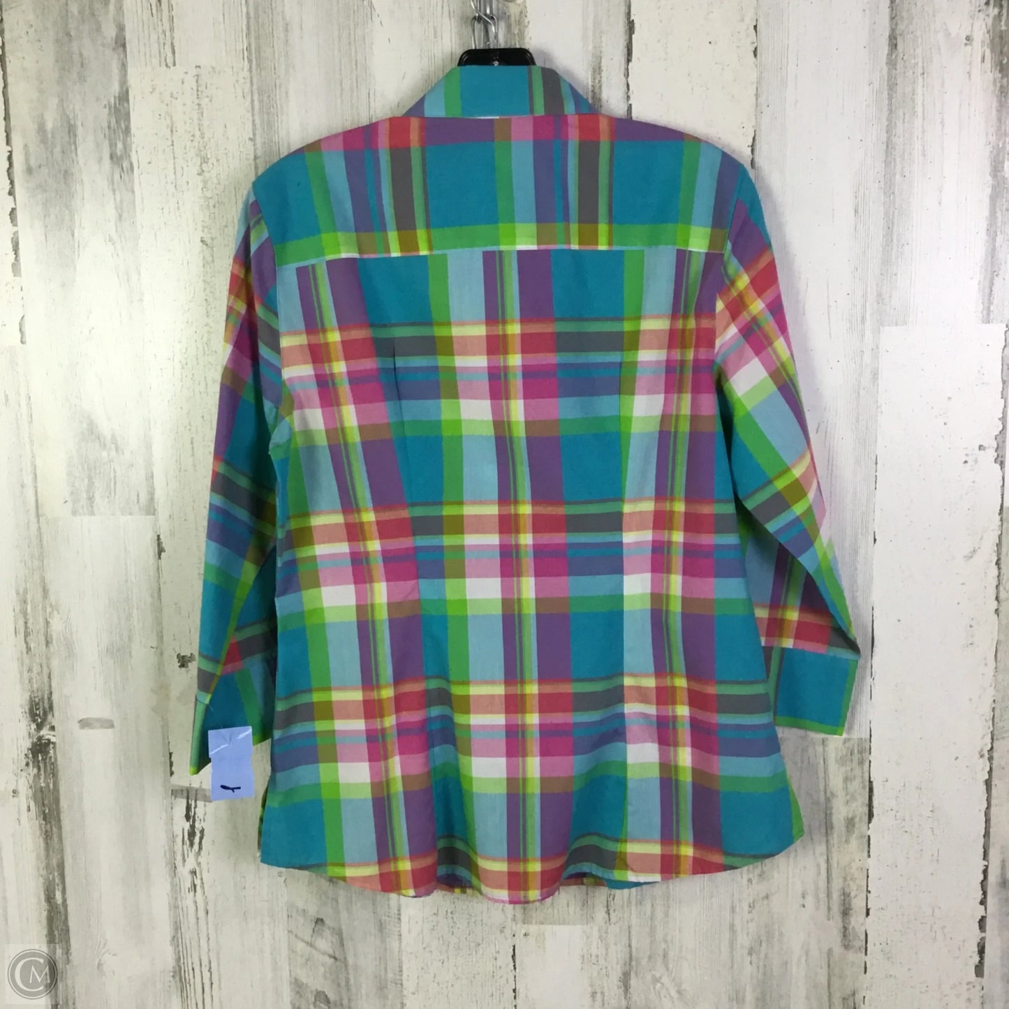 Blouse Long Sleeve By Foxcroft In Blue & Green, Size: S