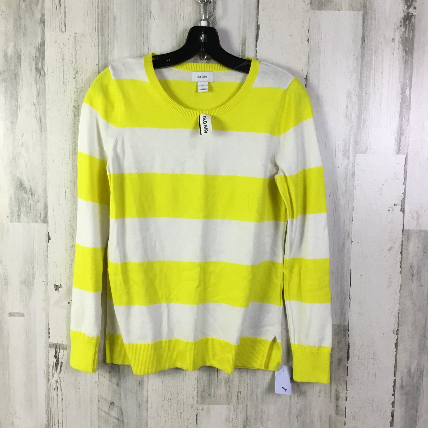 Sweater By Old Navy In White & Yellow, Size: S