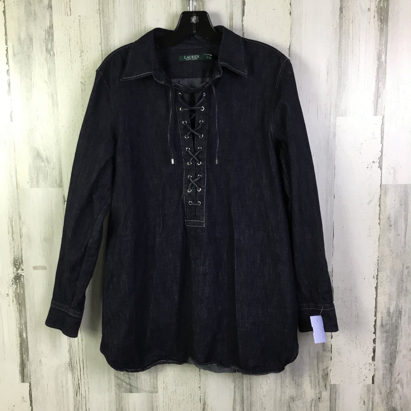 Top Long Sleeve By Lauren By Ralph Lauren In Blue Denim, Size: S