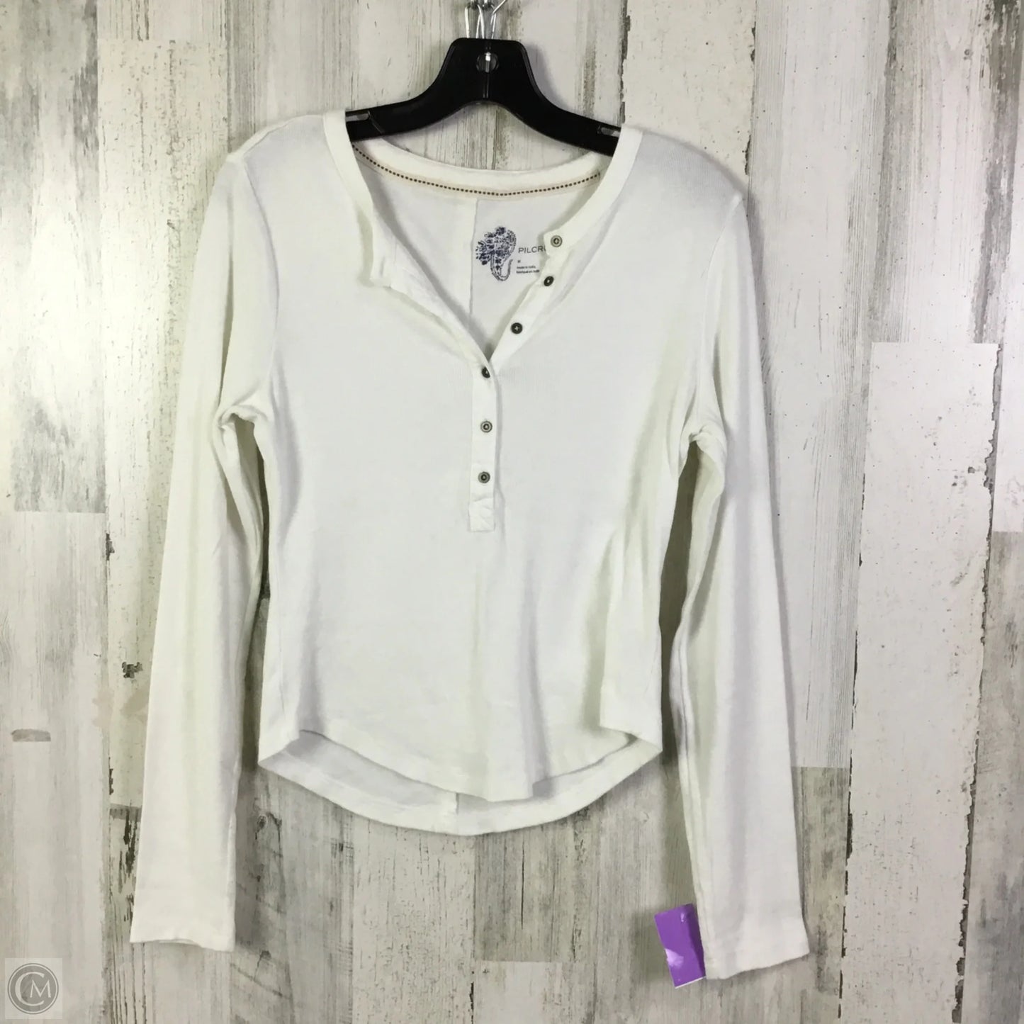 Top 3/4 Sleeve By Anthropologie In Cream & White, Size: S