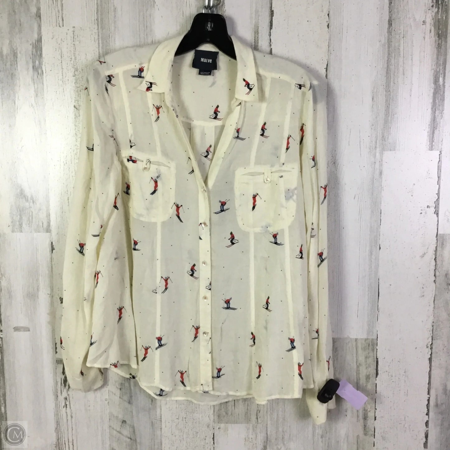 Blouse Long Sleeve By Maeve In Cream, Size: S