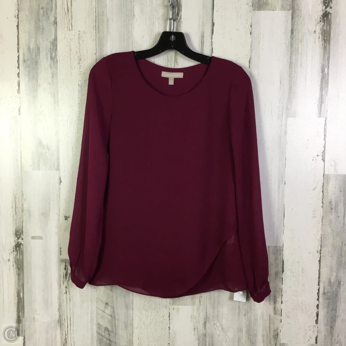 Blouse Long Sleeve By Banana Republic In Purple, Size: Xs