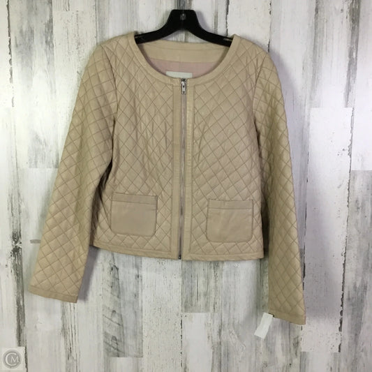 Jacket Leather By Hinge In Beige, Size: M