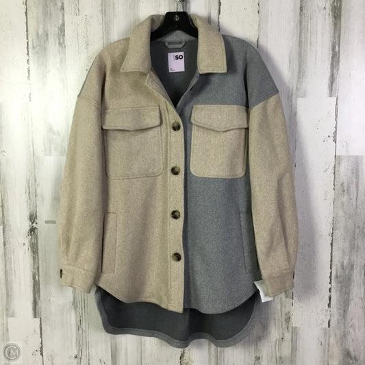 Jacket Shirt By So In Grey & Tan, Size: Xs