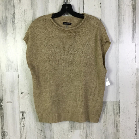 Sweater Short Sleeve By Cable And Gauge In Tan, Size: Xl