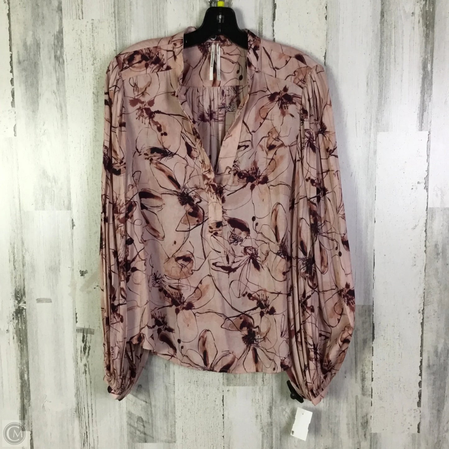 Blouse Long Sleeve By Anthropologie In Pink, Size: L