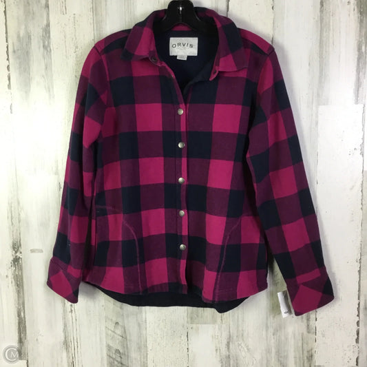 Jacket Shirt By Orvis In Blue & Pink, Size: M