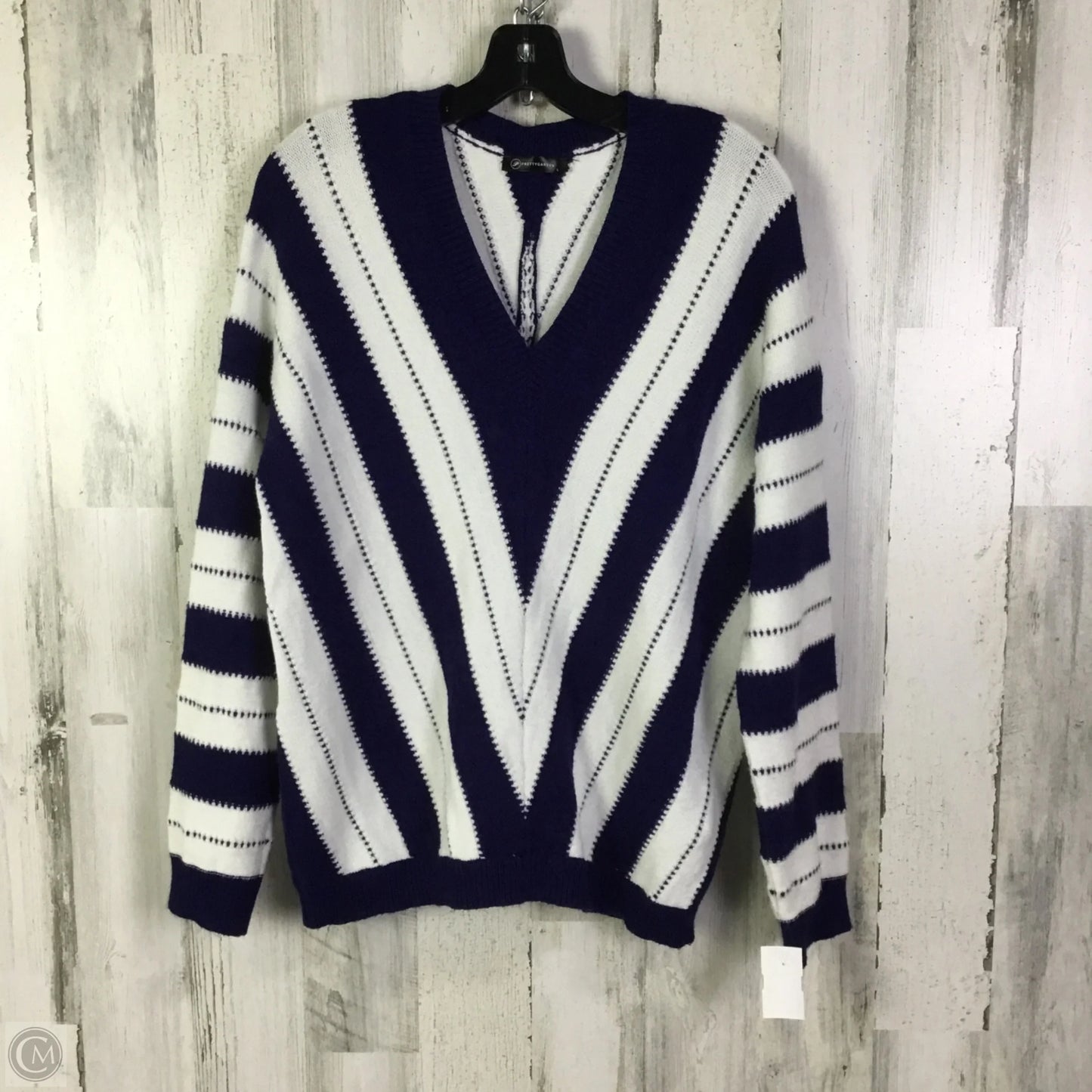 Sweater By Clothes Mentor In Blue & White, Size: L