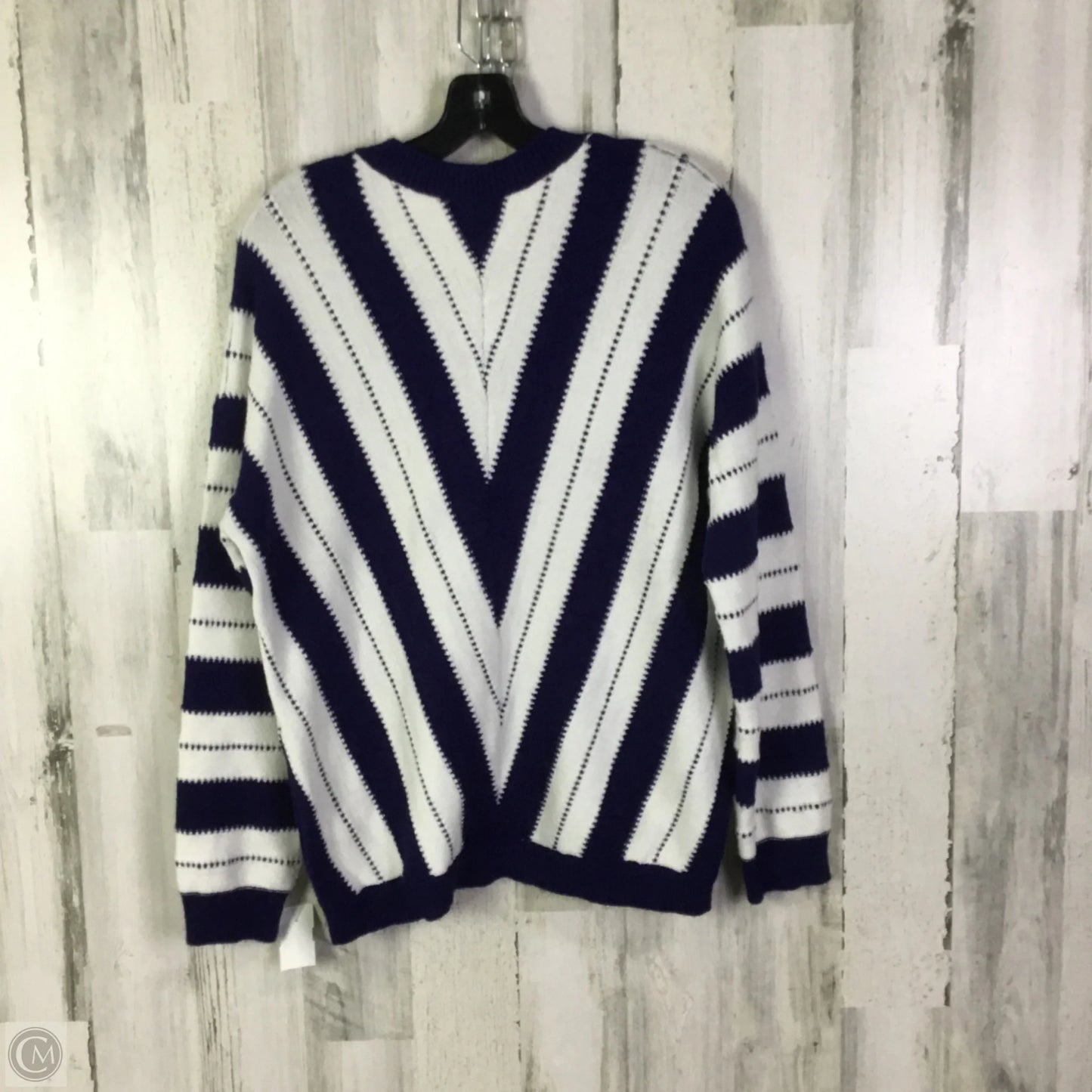 Sweater By Clothes Mentor In Blue & White, Size: L