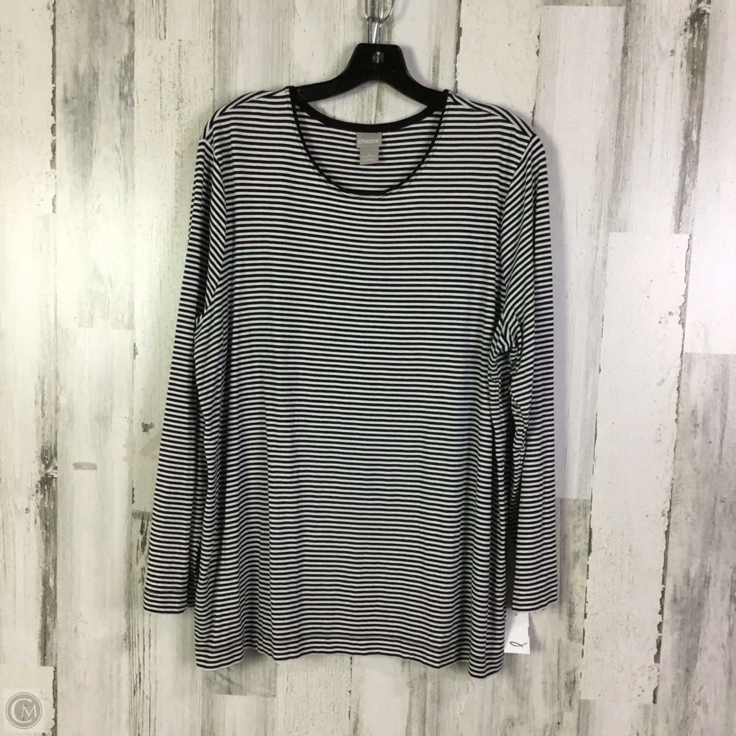 Top Long Sleeve Basic By Chicos In Black & White, Size: Xxl