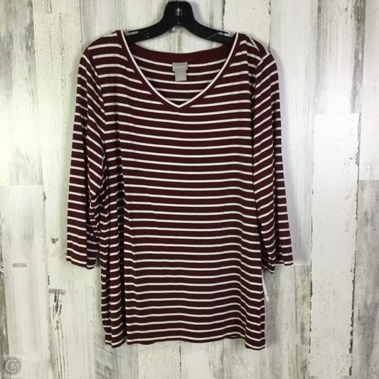 Top 3/4 Sleeve Basic By Chicos In Red & White, Size: Xl