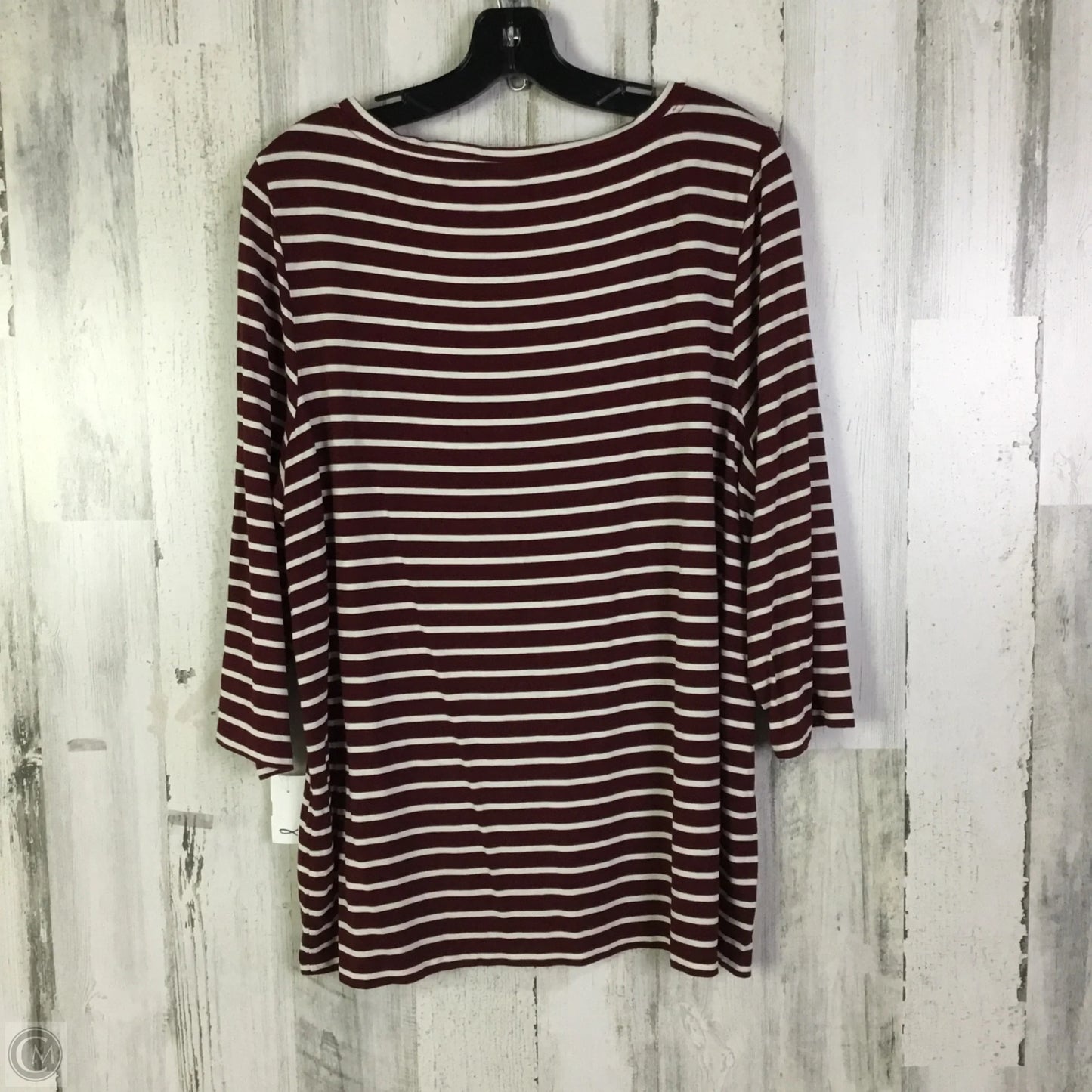 Top 3/4 Sleeve Basic By Chicos In Red & White, Size: Xl