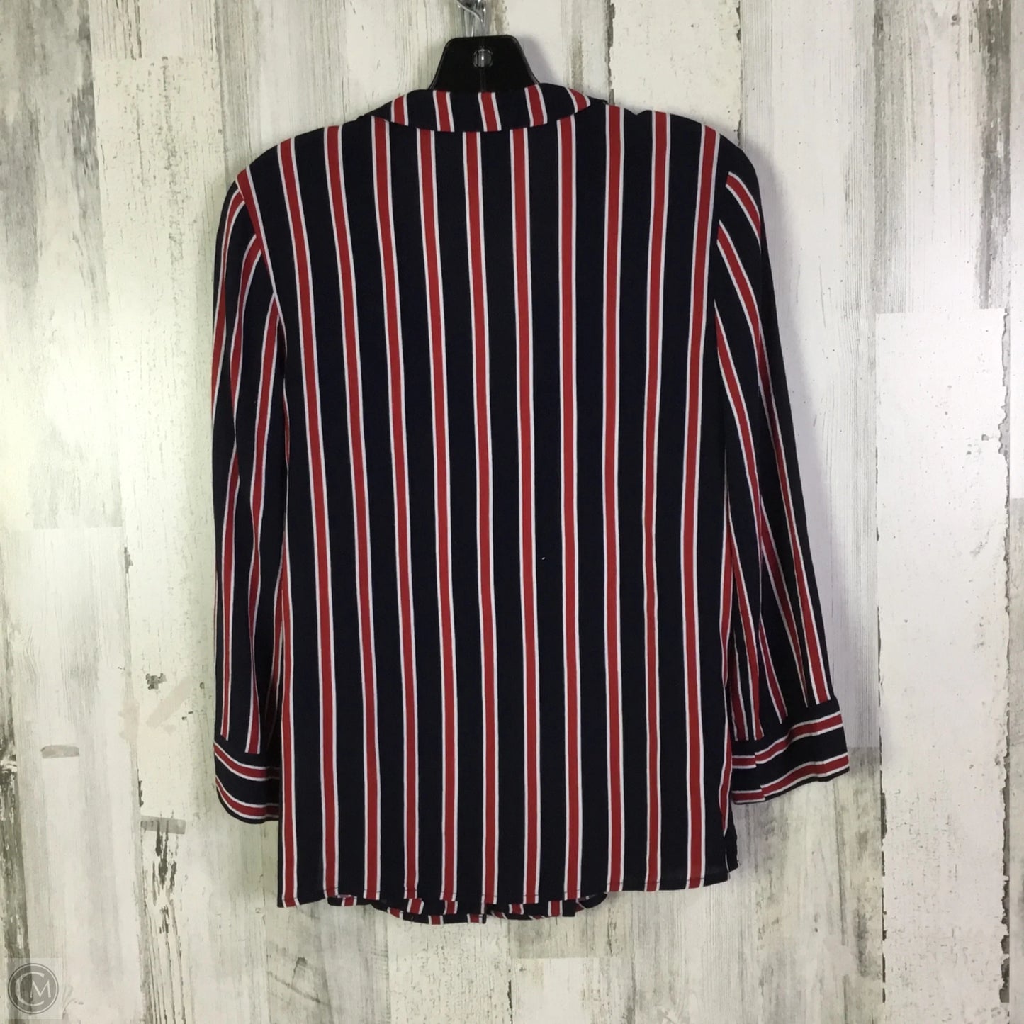 Blouse Long Sleeve By Forever 21 In Blue & Red & White, Size: M
