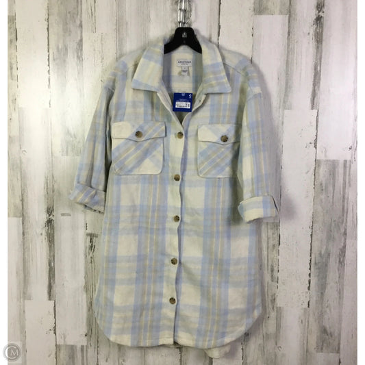 Jacket Shirt By Arizona In Blue & Cream, Size: M
