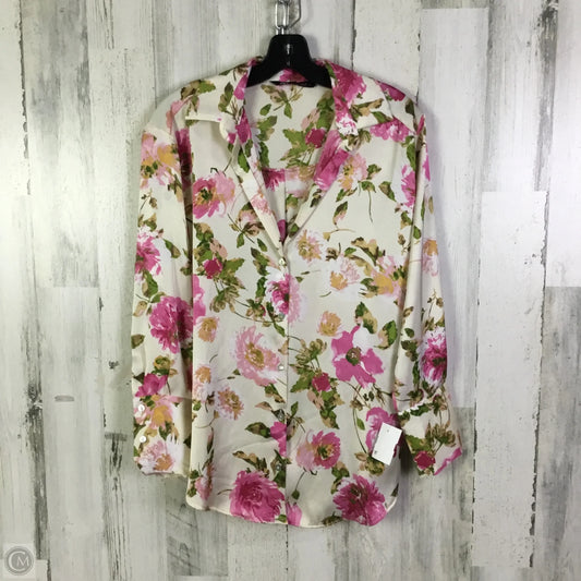 Blouse Long Sleeve By Zara In Cream & Pink, Size: S