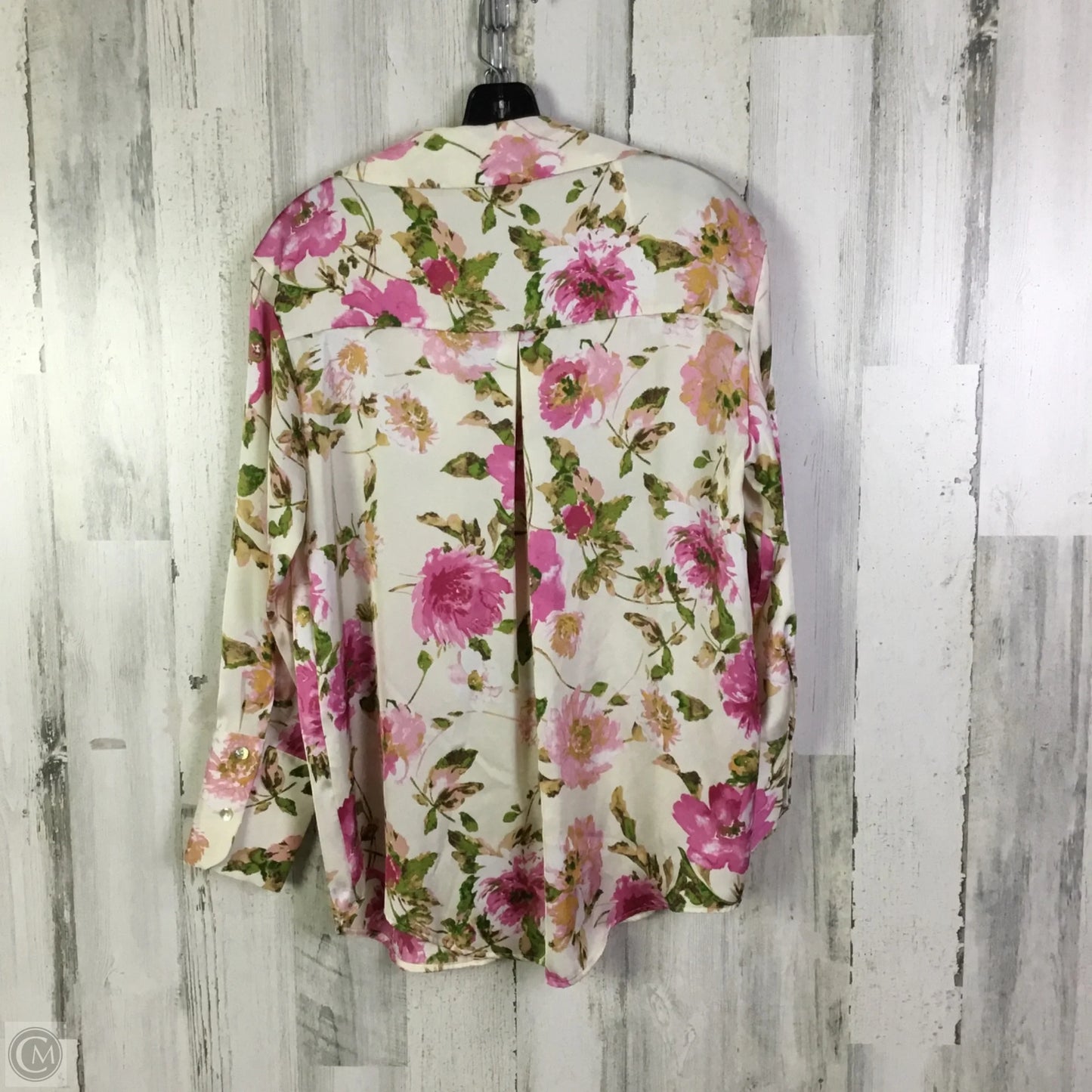 Blouse Long Sleeve By Zara In Cream & Pink, Size: S