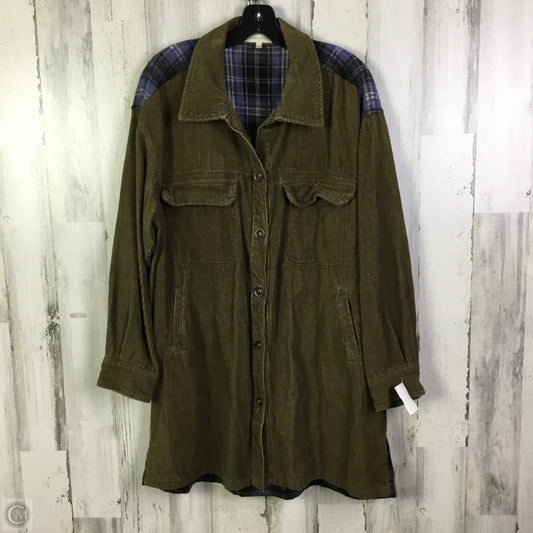 Jacket Shirt By Clothes Mentor In Blue & Brown, Size: L