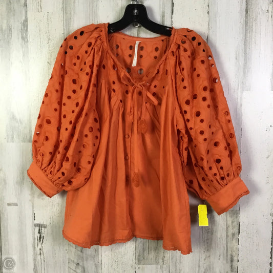 Top 3/4 Sleeve By Anthropologie In Orange, Size: S