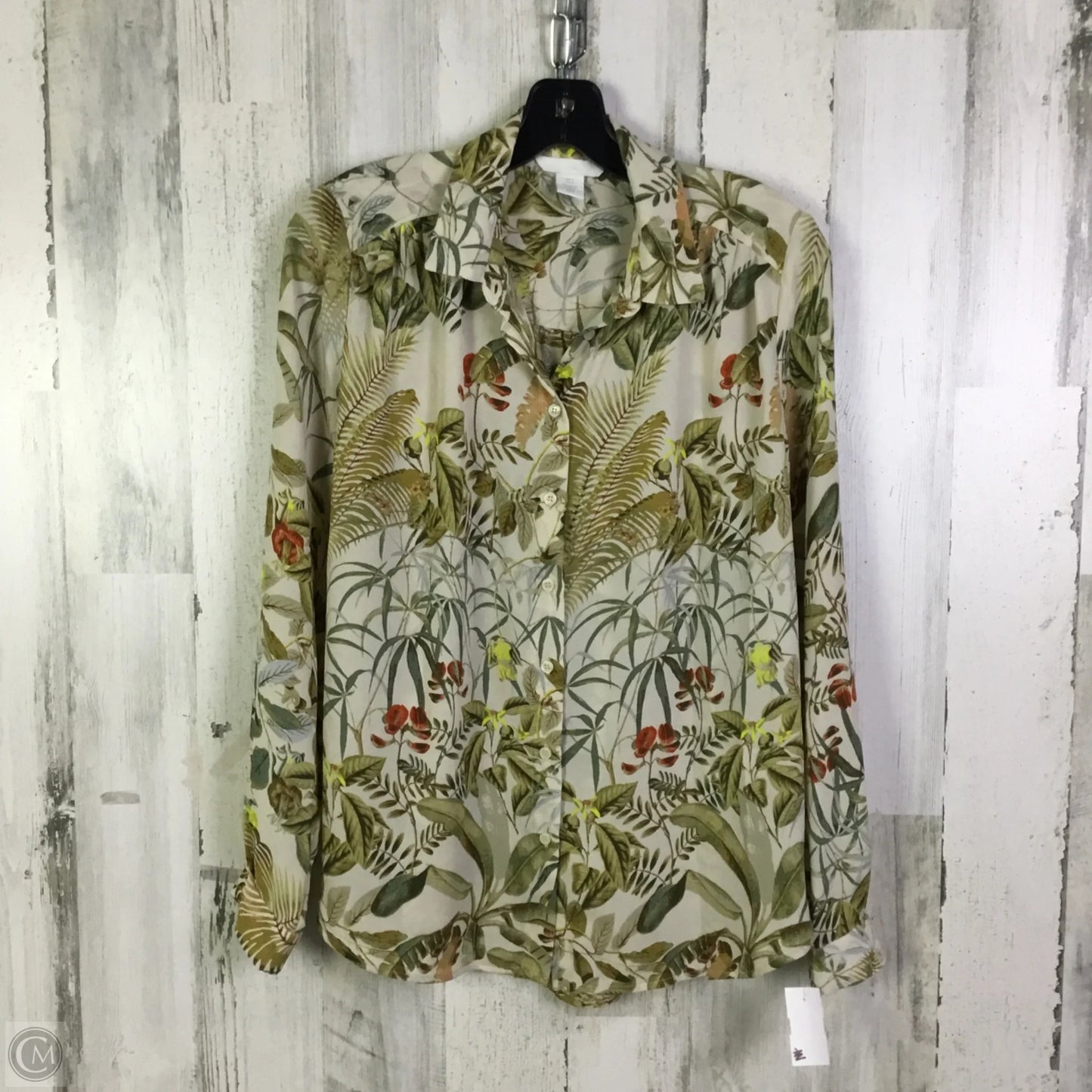 Blouse Long Sleeve By H&m In Cream, Size: S