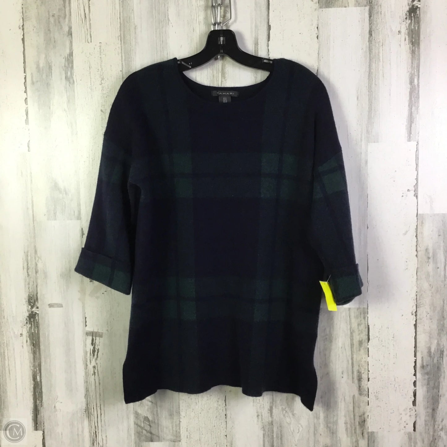 Sweater Short Sleeve By Tahari In Blue & Green, Size: 1x