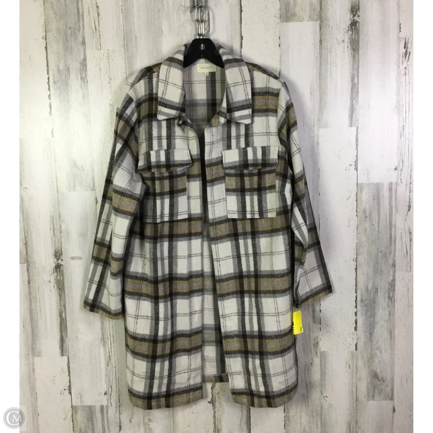 Jacket Shirt By Melloday In Grey & White, Size: 1x