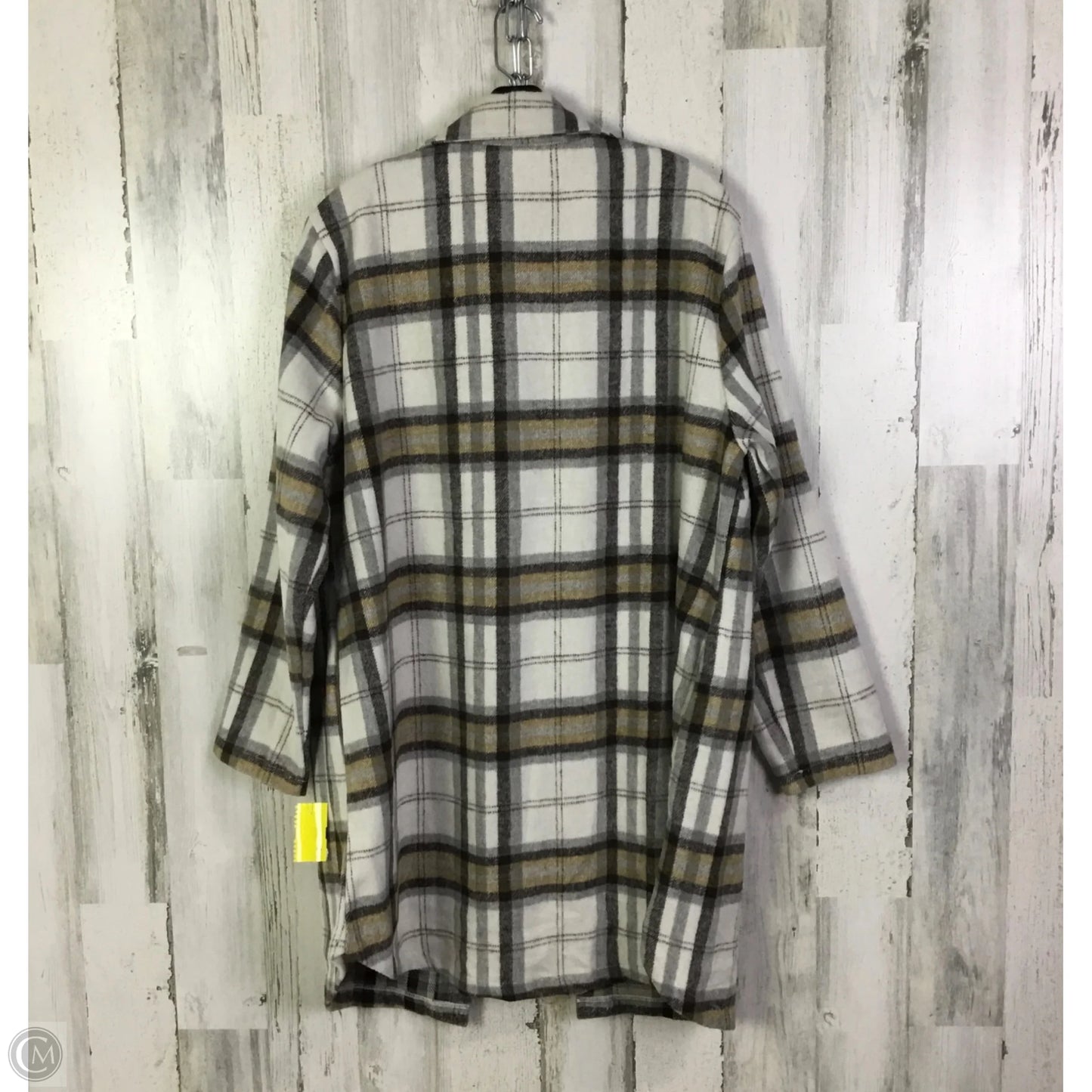 Jacket Shirt By Melloday In Grey & White, Size: 1x