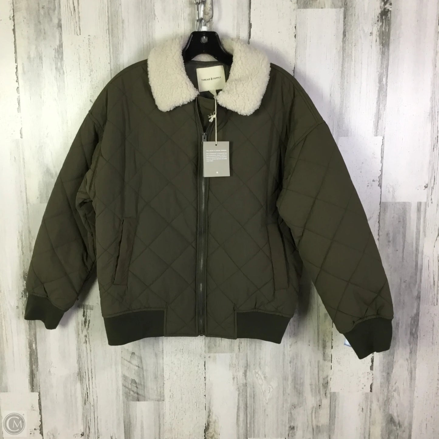Jacket Puffer & Quilted By Thread And Supply In Green, Size: Xs