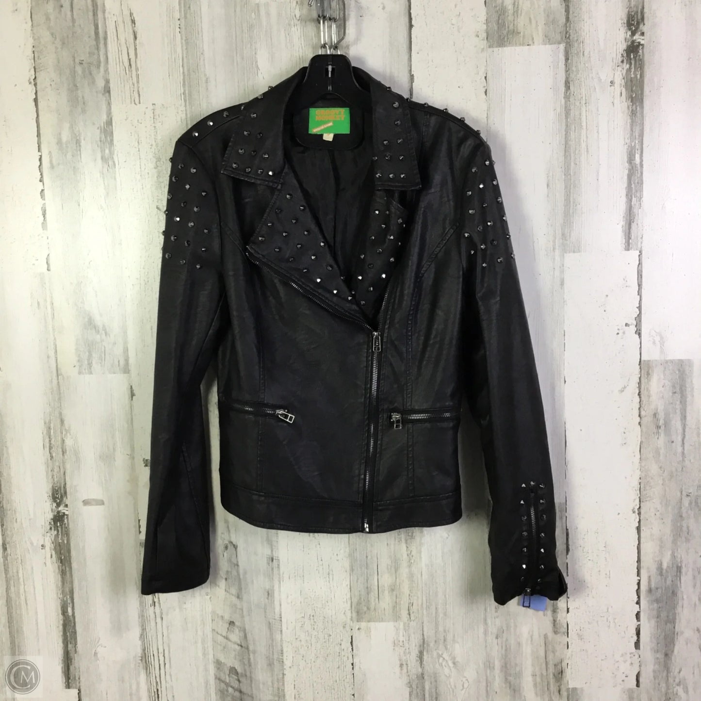 Jacket Moto By Clothes Mentor In Black, Size: S