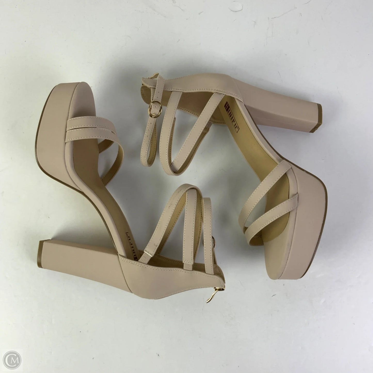 Sandals Heels Platform By Clothes Mentor In Beige, Size: 10