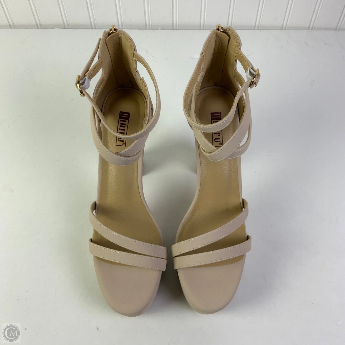 Sandals Heels Platform By Clothes Mentor In Beige, Size: 10