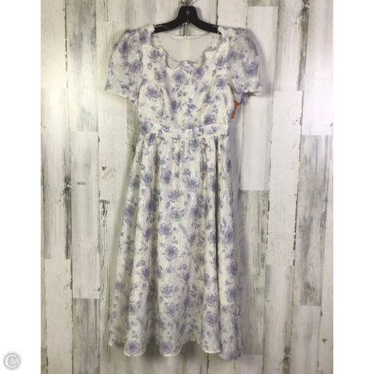 Dress Party Midi By Clothes Mentor In Blue & White, Size: S