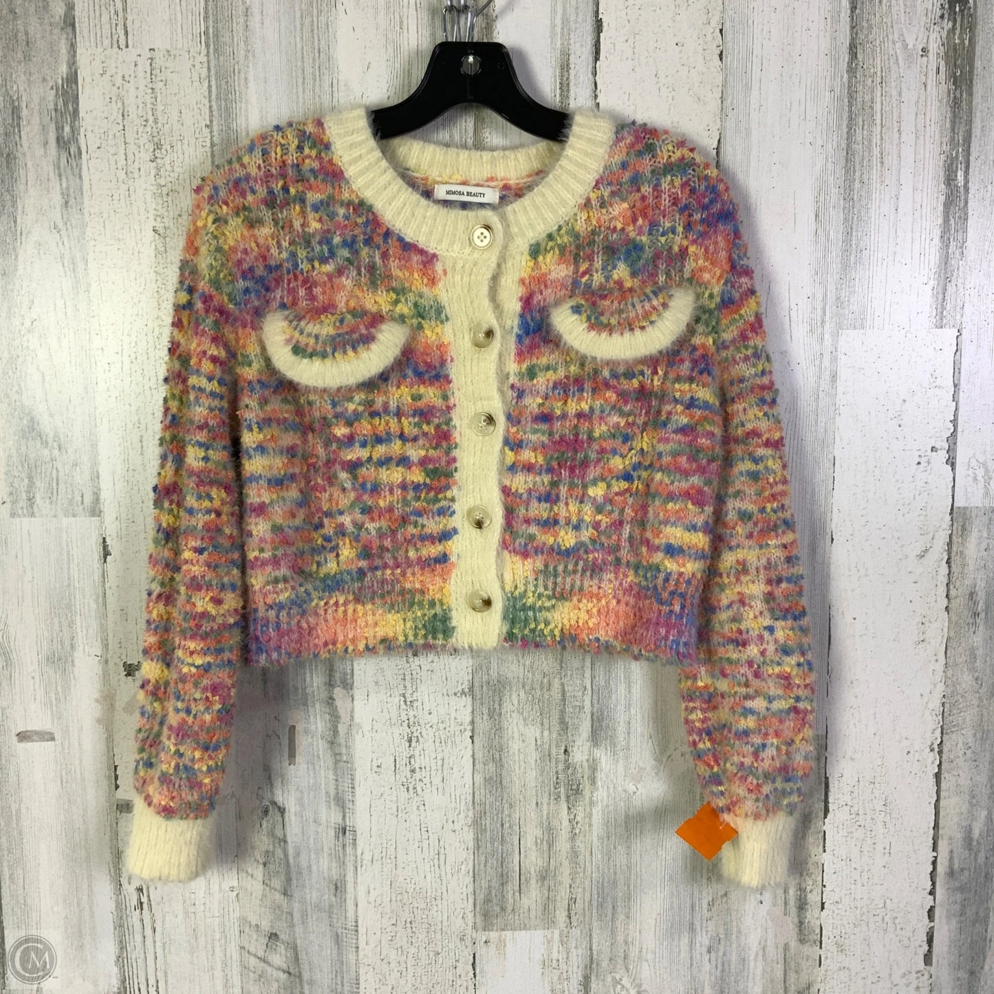 Sweater Cardigan By Clothes Mentor In Rainbow Print, Size: S