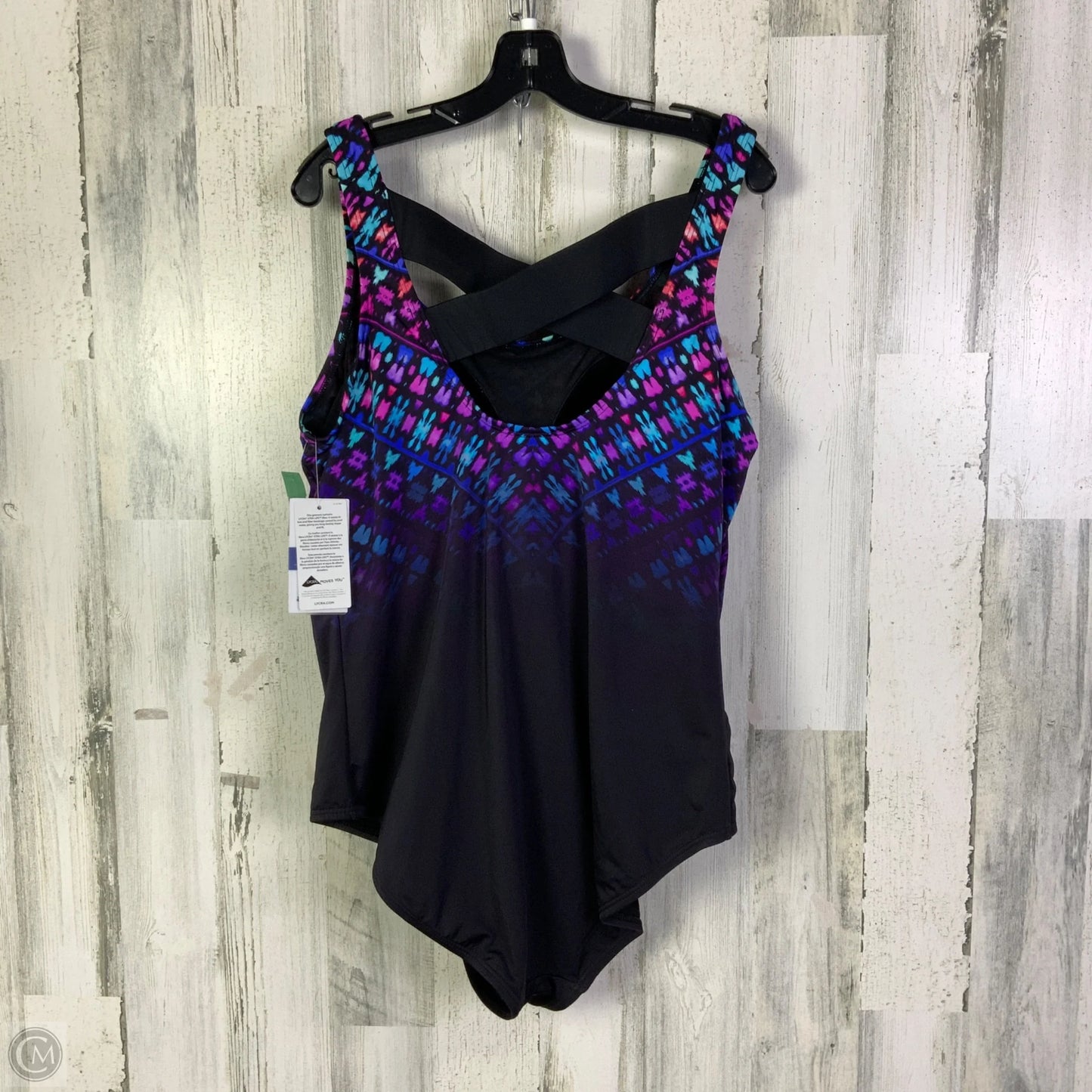 Swimsuit By Clothes Mentor In Black & Blue, Size: 2x