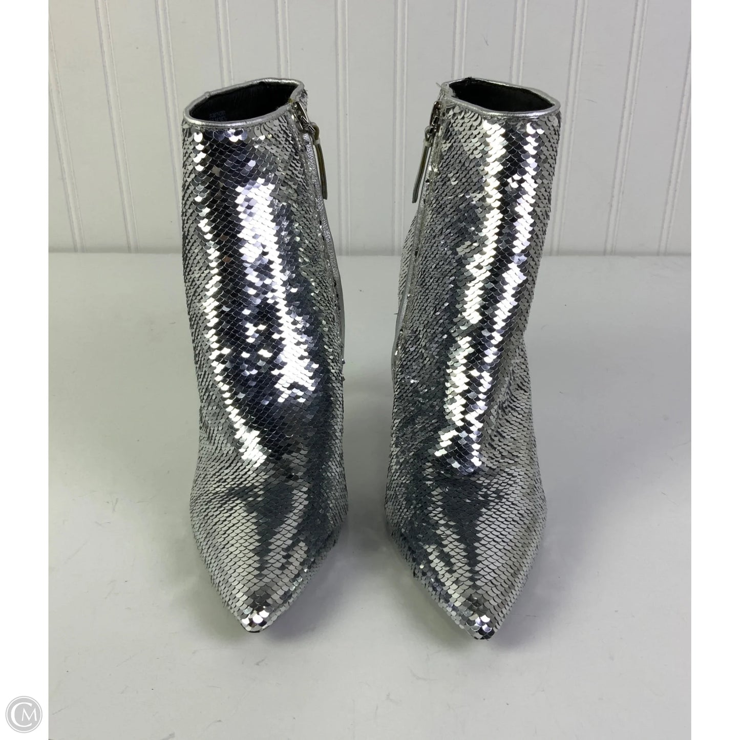 Boots Designer By Alice + Olivia In Silver, Size: 6.5