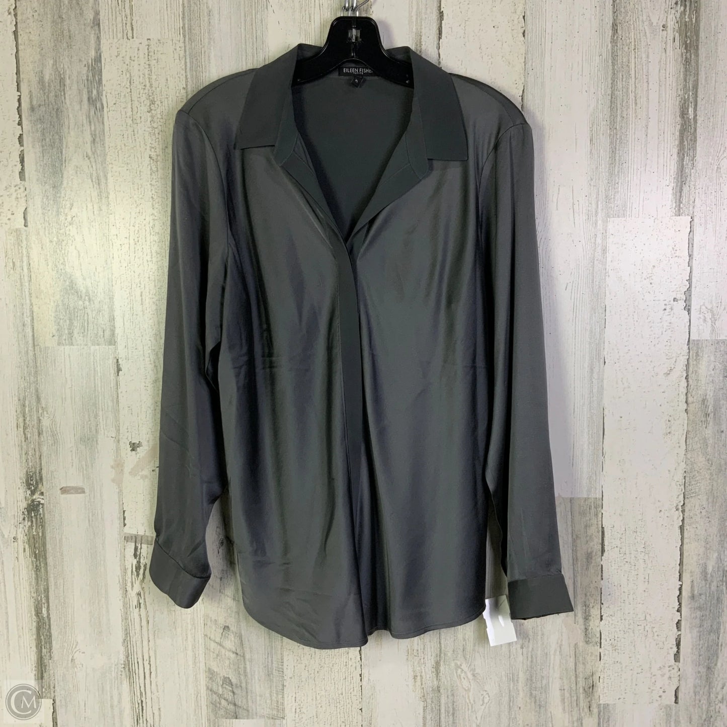 Blouse Long Sleeve By Eileen Fisher In Grey, Size: L