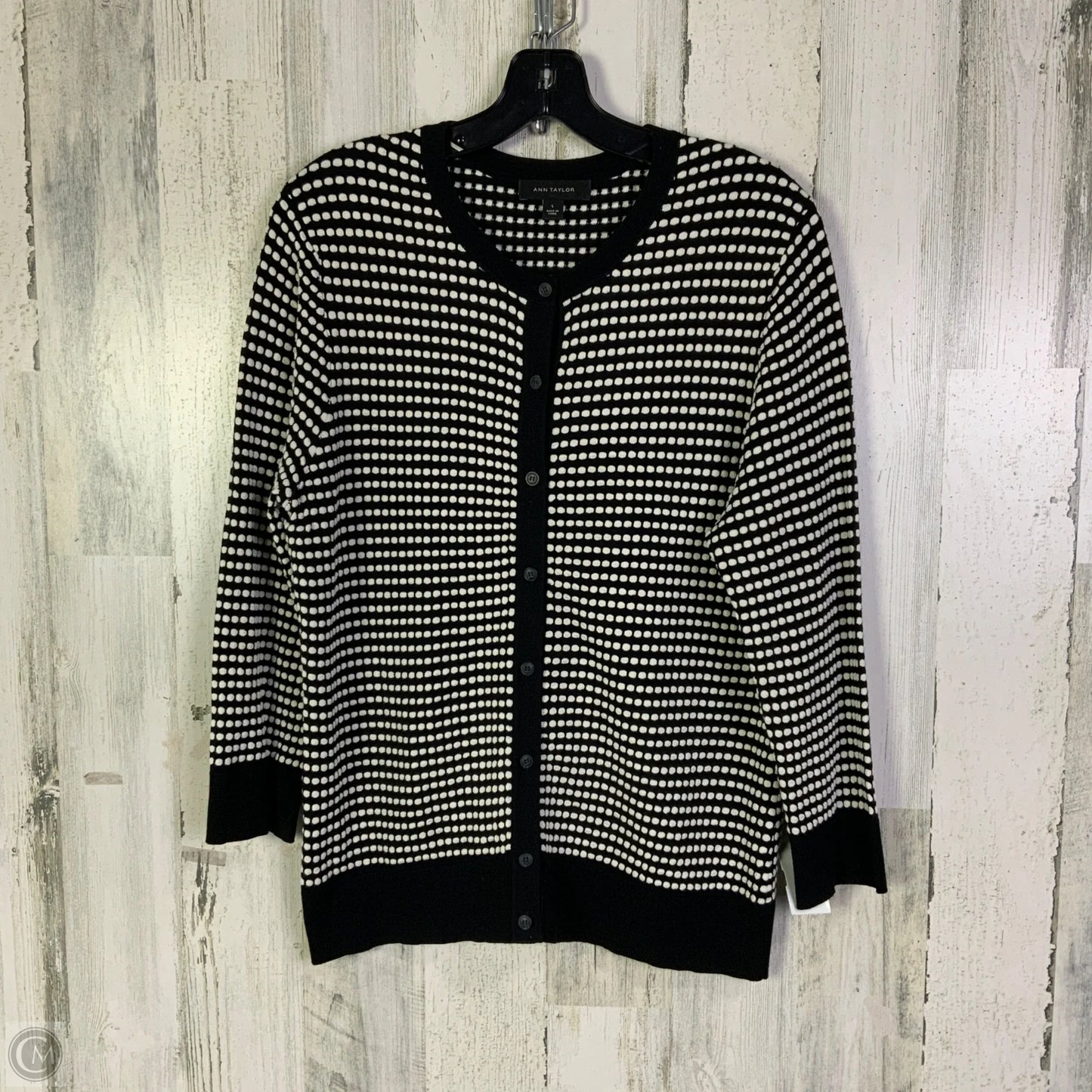 Cardigan By Ann Taylor In Black & White, Size: L