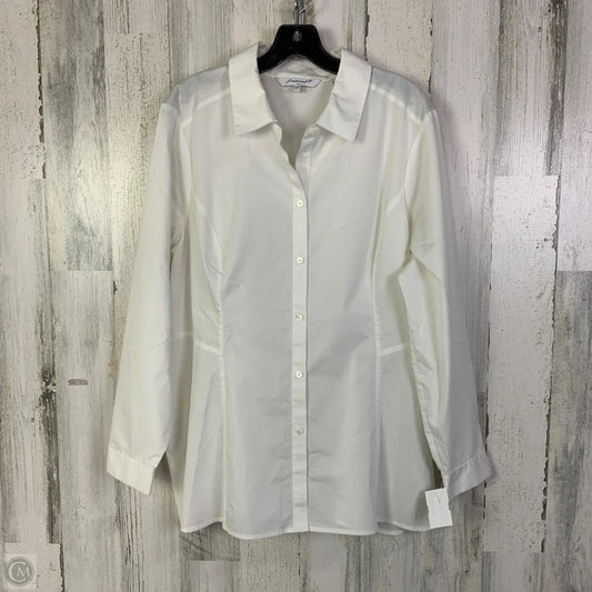 Top Long Sleeve By Foxcroft In White, Size: Xl
