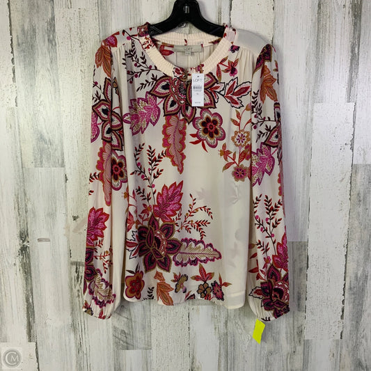 Top Long Sleeve By Loft In Cream, Size: Xl