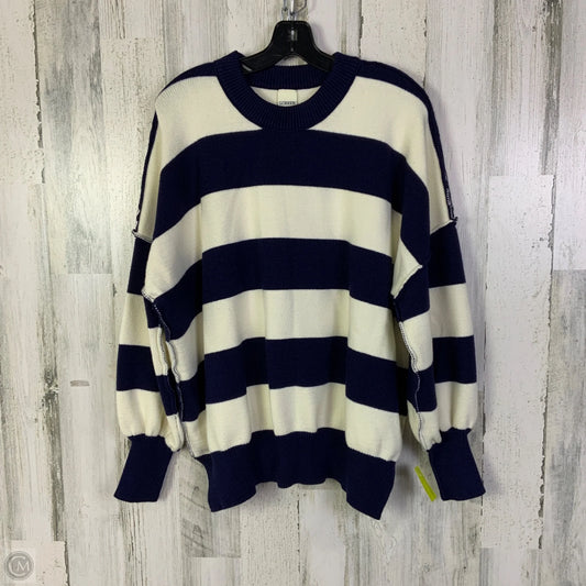 Sweater By Clothes Mentor In Blue & White, Size: L