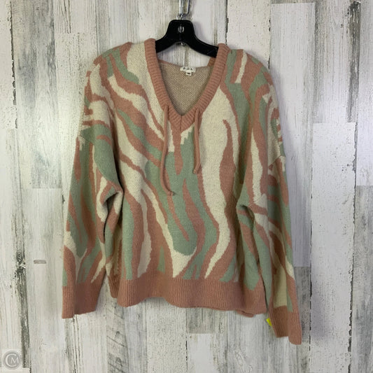 Sweater By Pol In Green & Pink, Size: M