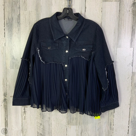 Top Long Sleeve By Samuel Dong In Blue Denim, Size: L