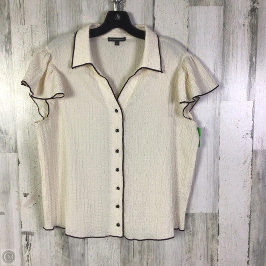 Top Short Sleeve By Adrianna Papell In Cream, Size: L