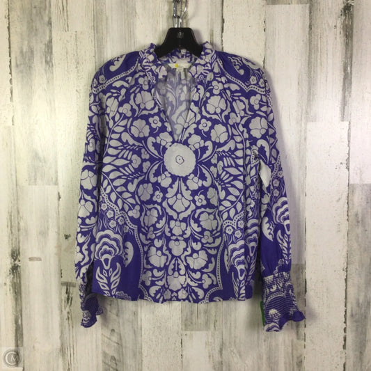 Top Long Sleeve By Boden In Purple & White, Size: S