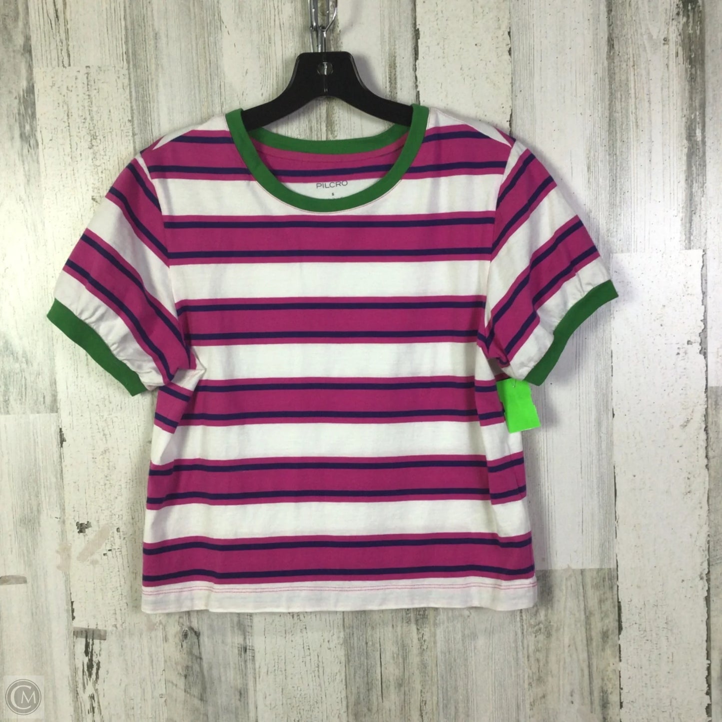 Top Short Sleeve Basic By Pilcro In Pink & White, Size: S